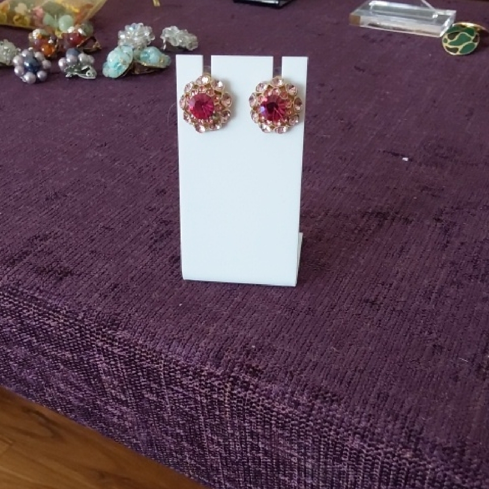 Pink and Gold Floral Earrings with Intricate Detailing